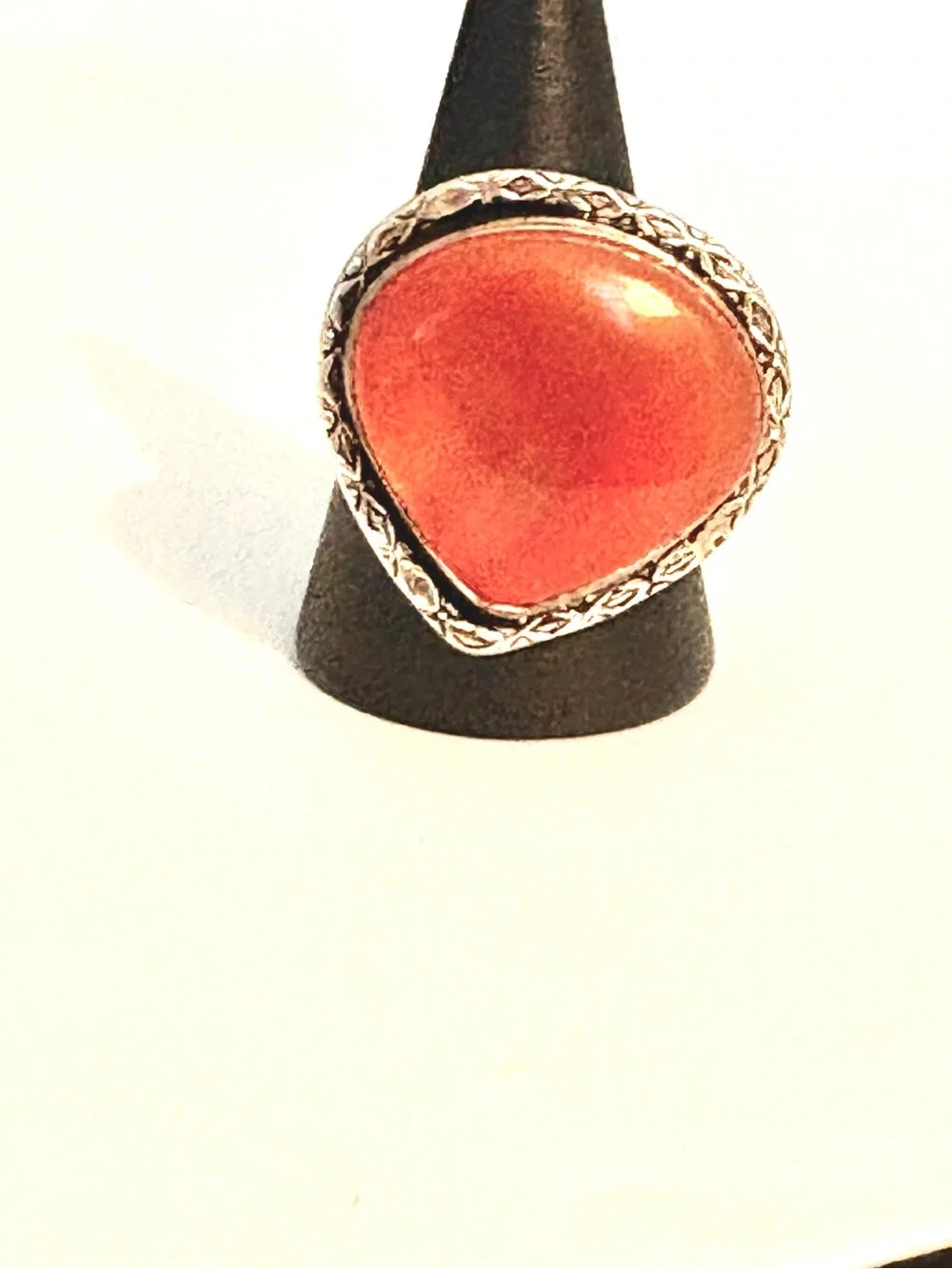 Beautiful, 1 inch, 925 marked adjustable Carnelian ring.